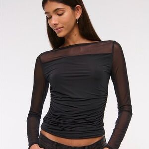 Abercrombie sheer mesh black top NWT